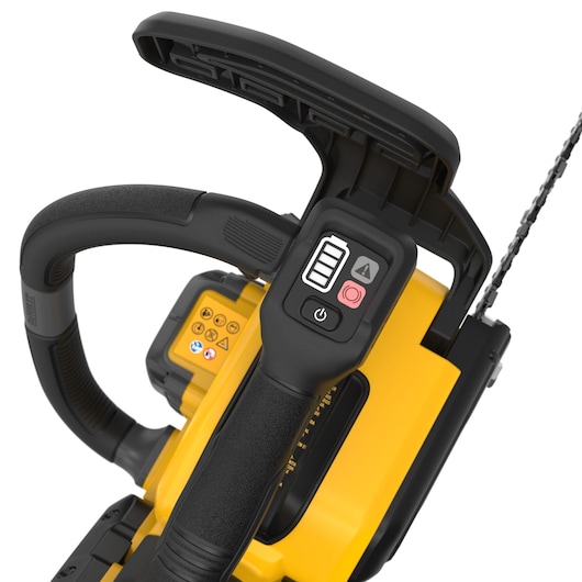 DEWALT 60V MAX Brushless Cordless Top Handle Chainsaw  showing LED screen