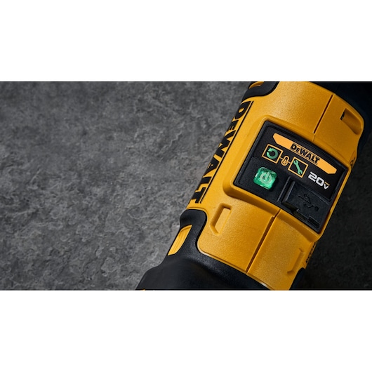 DEWALT Compact Inline Press Tool close up of interface showing tool connect technology