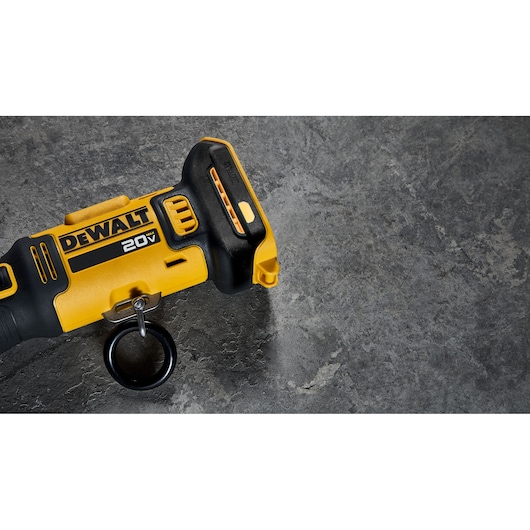 DEWALT Compact Inline Press Tool close up showcasing shoulder strap ring