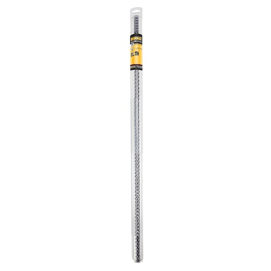 SDS Max High Impact Carbide 4 Cutter Drill Bit enclosed in plastic tube packaging.